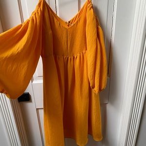 Moulinette Soeurs yellow cold shoulder dress